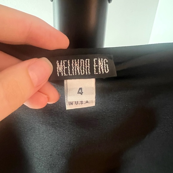 VTG 80s Couture Melinda Eng 100% Silk Black Formal Cocktail Pencil Skirt Size 4 - Picture 4 of 5